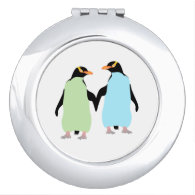 Gay Pride Penguins Holding Hands Makeup Mirrors