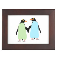 Gay Pride Penguins Holding Hands Memory Box