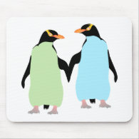Gay Pride Penguins Holding Hands Mouse Pad