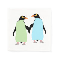 Gay Pride Penguins Holding Hands Standard Cocktail Napkin
