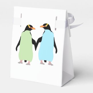 Gay Pride Penguins Holding Hands Party Favor Boxes