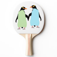Gay Pride Penguins Holding Hands Ping Pong Paddle