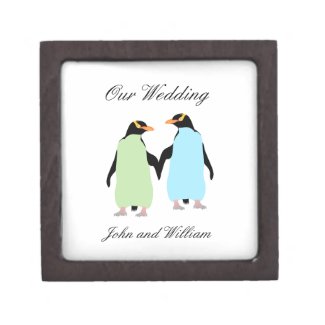 Gay Pride Penguins Holding Hands Premium Gift Boxes