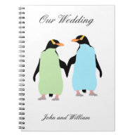 Gay Pride Penguins Holding Hands Spiral Note Books