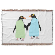 Gay Pride Penguins Holding Hands Throw Blanket