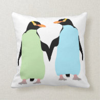 Gay Pride Penguins Holding Hands Throw Pillow