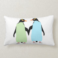 Gay Pride Penguins Holding Hands Throw Pillow