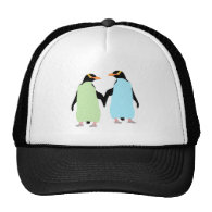 Gay Pride Penguins Holding Hands Trucker Hat