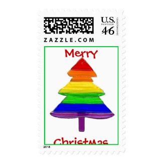 Gay Pride Rainbow Christmas Tree stamp