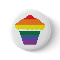 Gay Pride Rainbow Cupcake Pinback Buttons