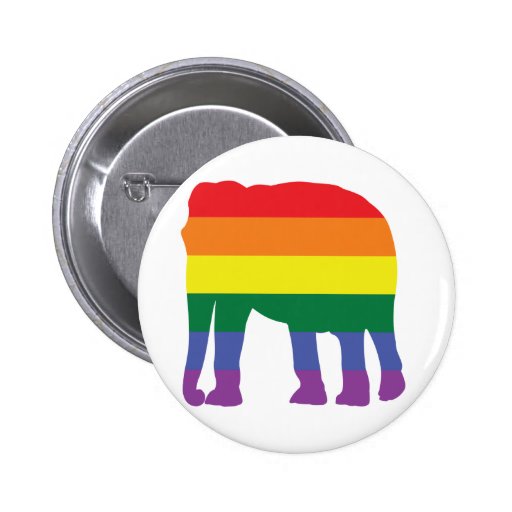 Gay Pride Rainbow Elephant Button