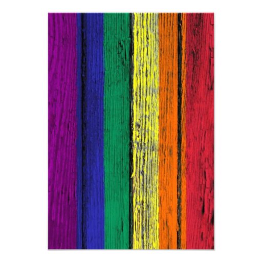 Gay Pride Rainbow Flag with Wood Grain Effect Custom Invites