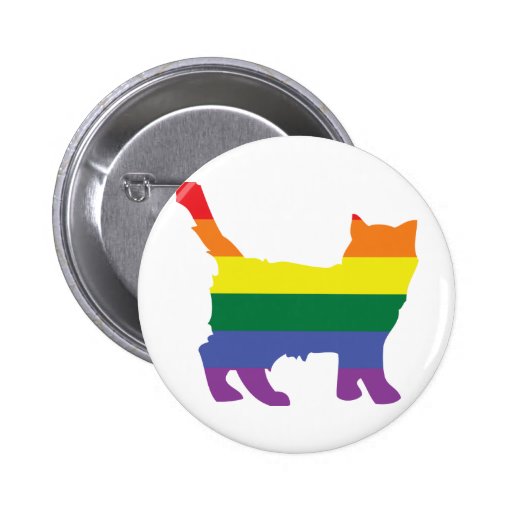 Gay Pride Rainbow Kitten Pin
