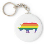 Gay Pride Rainbow Rhino Key Chain