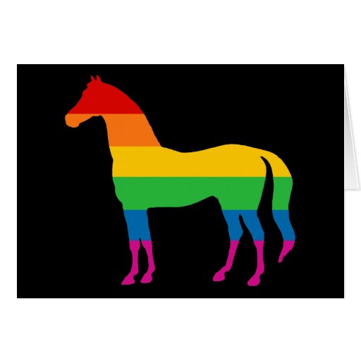 Gay Pride Rainbow Stripe Horse Greeting Cards