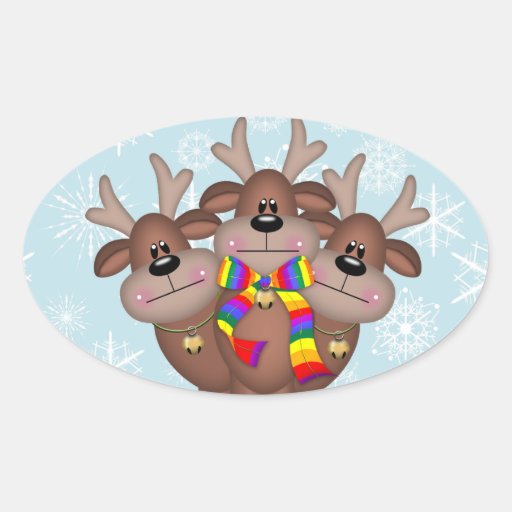 Gay Pride Whimsical Christmas Reindeer Stickers