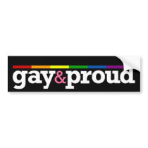 Gay&proud Black Bumper Sticker bumper stickers