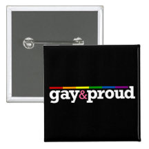 Gay&proud Black Button