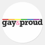 Gay&proud Round White Sticker