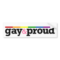 Gay&proud White Bumper Sticker bumper stickers