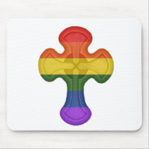 Gay Rainbow Cross 1 mousepads