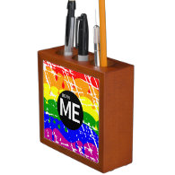 Gay Rainbow Flag Born This Way Desk Organizer