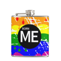 Gay Rainbow Flag Born This Way Hip Flasks