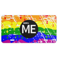 Gay Rainbow Flag Born This Way License Plate