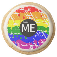 Gay Rainbow Flag Born This Way Round Premium Shortbread Cookie