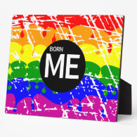 Gay Rainbow Flag Born This Way Photo Plaques