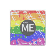 Gay Rainbow Flag Born This Way Stone Magnet