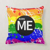 Gay Rainbow Flag Born This Way Throw Pillows