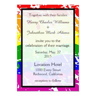 Gay Rainbow Freedom Flag Wedding Invitation