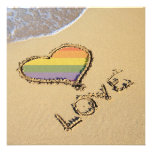 Gay Rainbow Love Heart In The Sand Announcement