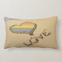 Gay Rainbow Love Heart In The Sand Throw Pillow
