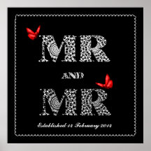 Gay Same Gender Wedding Gift  Lace Word Art Posters