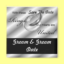 GAY Save the Date Black and White Wedding Magnets