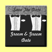GAY Save the Date Black and White Wedding Magnets