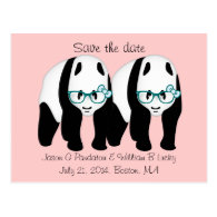 Gay Save the date, Two male pandas Post Cards