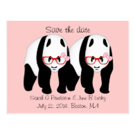Gay Save the date, Two male pandas Postcards