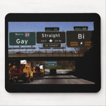 Gay/Straight/Bi Road Signs Mouse Mat