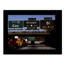 Gay/Straight/Bi Road Signs Post Cards