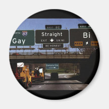 Gay/Straight/Bi Road Signs Refrigerator Magnet