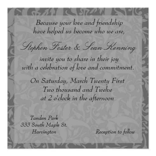 Gay Wedding Ceremony Invitation announcement