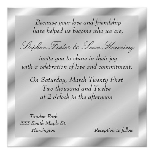 Gay Wedding Ceremony Invitation announcement