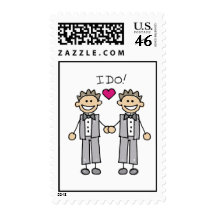 Gay Wedding Groom Postage Stamps