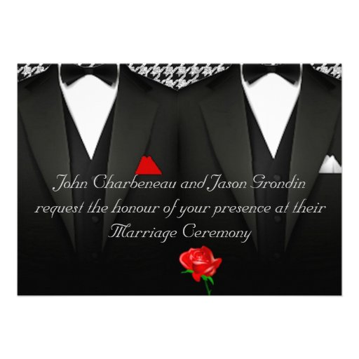 Gay Wedding Invitation Elegant Tuxedos