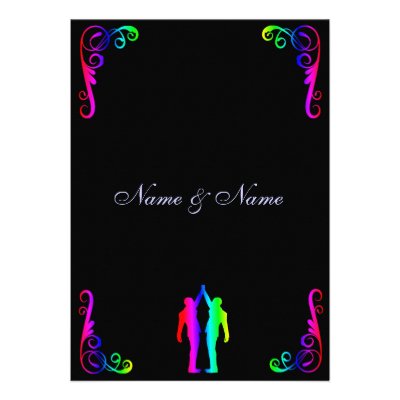 Gay Wedding Invitation - Rainbow Groom and Groom