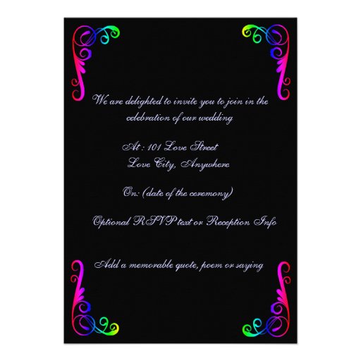 Gay Wedding Invitation - Rainbow Groom and Groom