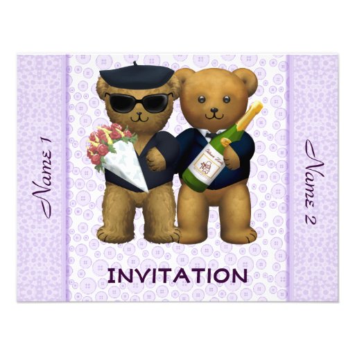 Gay Wedding - Invitation - Teddy Bears lilac